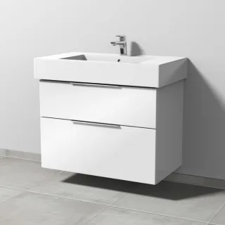 Sanipa 3way Waschtischunterbau zu Duravit Vero Waschtisch mit 2 Auszügen, Weiß-Glanz UF71878
