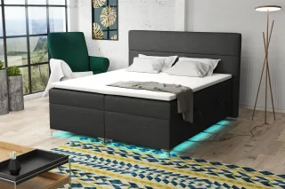 Boxspringbett Schlafzimmerbett CANELA 160x200cm inkl.Bettkasten/ LED