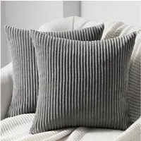 Topfinel Kissenbezug gestreiftes Muster,2er Set Kissenhülle Dekokissen Kissenbezug, Kordsamt 35x35 Sofakissen Couchkissen Zierkissenbezug Dekokissen