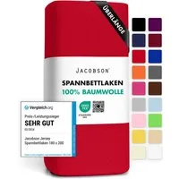 Jacobson Spannbettlaken BOXSPRING & ÜBERLÄNGE aus 100% Baumwolle, für hohe & lange Matratzen, Jersey Bettlaken 160 g/m²