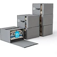 Björn&Schiller Aufbewahrungsbox Organizer für Kleidung, Bettwäsche und Heimtextilien mit Sichtfenster (6 St., 3er-Set), 37L