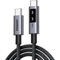 Uno USB-C auf USB-C Kabel (100W) schwarz/grau, 3 Meter, PD 100 Watt, mit Display
