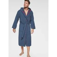 KangaROOS Unisex-Bademantel Luke, ideal für Sauna & Spa, Hotelbademantel, Morgenmantel, Langform, Walkfrottee, Kapuze, Gürtel, für Damen & Herren, Bademantel mit Kapuze & Logostickerei,S-2XL