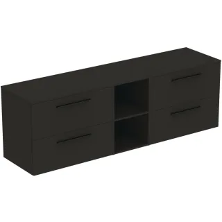 Ideal Standard Möbel-Set 200cm i.life B 4 Auszüge 2mi.off.Fächer Gr.Schwarz CarbongrauMatt, T5847NV T5847NV