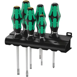 Wera 334/355/6 Rack Schraubendrehersatz Kraftform Plus Lasertip + Rack, 6-teilig - 05105656001