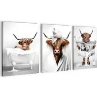 Novart Wandbild Wandbilder Set Frau im Badezimmer Lustige Toiletten Bilder, Bulle