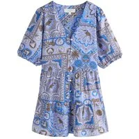 Next Minikleid Kurzärmeliges, gestuftes Minikleid, durchgeknöpft (1-tlg)