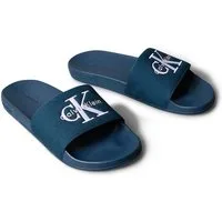 Calvin Klein Jeans ESS SLIDE CV Pantolette Badeschuh, Flat, Poolslides mit Logoschriftzug