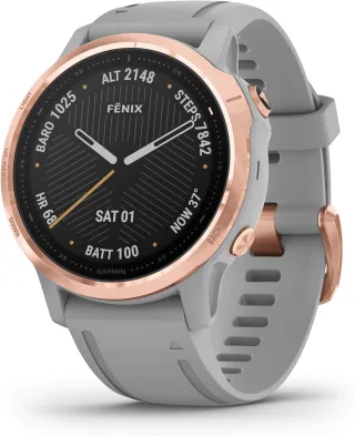 Garmin Fenix 6S Saphir [inkl. Silikonarmband grau] 42mm Titangehäuse roségold