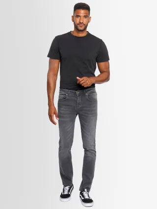 A. Salvarini Herren Jeans Slim Fit Stretch Denim 5-Pocket - Dunkelgrau
