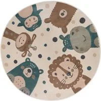 HANSE Home Kinderteppich Adventures Animal Party, rund, Höhe: 8 mm, Spielteppich, fest, Kinderzimmer, Kurzflor, Spielunterlage