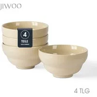 JIWOO Salatschüssel 4er Ø15,3 cm, Müslischüssel Suppenschüssel Dessertschale Obstschale, Keramik, (Schüsselset, 4-tlg), Hochwertiges Schüsseln Braun Mikrowellen spülmaschinenfest