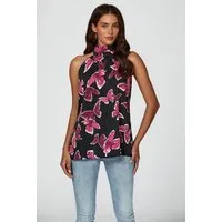 FS Collection Neckholdertop Damen Ärmelloses Neckholder-Top mit Bindeband am Rücken (S (UK 8–10 / EU 36–38) - M (UK 12 / EU 40) - L (UK 14 / EU 42) - XL (UK 16 / EU 44), 8 Farben: Schwarz, Waldgrün,LeafGreen, LeoBraun, LeoBeige, AzurBlau) leicht, wei