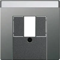 Abdeckung für Telekommunikationsanschluss und Universal Serial Bus mit Beschriftungsfeld edelstahl, Retail