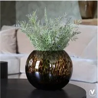 Vase the World Tischvase Glasvase grau braun Glas gefleckt 20 cm Kugelvase mundgeblasen (1 St., 1 Vase), mundgeblasene Vase aus Glas