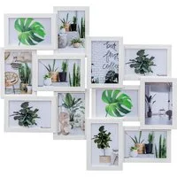 Levandeo® Bilderrahmen Collage, Bilderrahmen 58x55cm Collage 12 Fotos 10x15 Ahorn Weiß MDF Holz