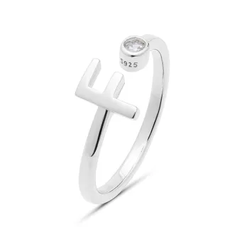 Luxenter 925 Sterling Silber Ring mit rhodiniertem Brillant Zirkonia - Alphabet