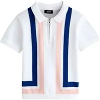 Next Polokragenpullover Strick-Poloshirt mit RV-Kragen 100 % Baumwolle (1-tlg)