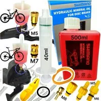 Fantic26 Fahrrad-Montageständer 500ml Shimano Mineral ÖL + Service Entlüftungs Kit Befüllbecher M5 M7