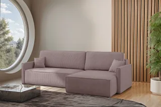 Ecksofa Schlafsofa Sofa LOUIS Stoff Scala Lavendel Ottomane Rechts