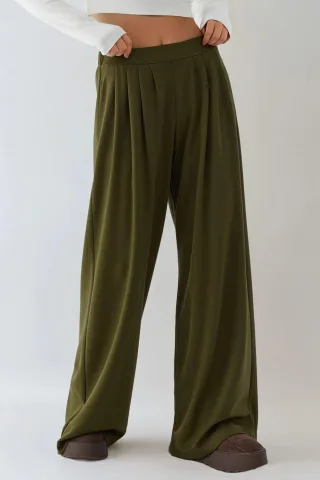 Weiche Touch Plissierte Weite Hose