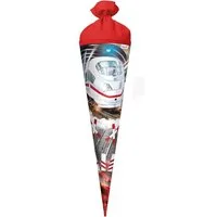 Roth Schultüte Schnellzug mit Folieneffekt, 70 cm, rund, mit rotem Filzverschluss, Zuckertüte für Schulanfang