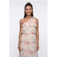 Vero Moda Maxikleid VMFELICIA OS RUFFLE ANKLE DRESS EXP Kunstfaser, one shoulder Träger