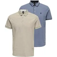 ONLY & SONS Poloshirt 2er Pack Onsefletcher (Spar-Set, 2-tlg) Poloshirt - Baumwolle - Atmungsaktiv - Hochwertiger Piqué-Stoff