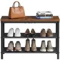 VASAGLE Schuhregal Schuhschrank, 3/4/5Ebenen, Stoffablagen, große Oberfläche für Taschen, Metall