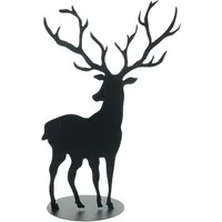 Dekoleidenschaft Dekofigur "Hirsch" aus Metall, schwarz, 72 cm hoch, Weihnachtsdeko, Winterdeko, Tierfigur, Hirschfigur, Deko Figur