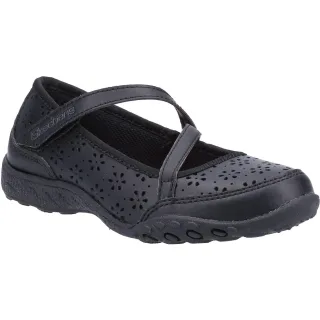 Skechers Breathe Easy Playground Poppies Mädchenschuhe Aus Schwarzem Leder