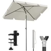 Sekey Sonnenschirm 200 × 125cm Balkonschirm rechteckig höhenverstellbar, mit Schirmhalter, LxB: 200x125 cm, mit Schutzhülle, Neigbar, UV50+ Schutz, wind- & wasserfest, für Garten