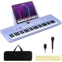 COSTWAY Home-Keyboard, Digital Piano, 61 Tasten, mit Ständer & Tragetasche, für Kinder