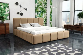 Polsterbett Bett Doppelbett GENUA Komplettset 140x200cm Stoff Monolith Cappuc...