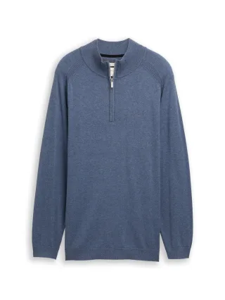 Tom Tailor - Plus Size - Basic Troyer Strickpullover vintage indigo blue melange - Gr. - 5XL