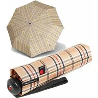 Knirps® Taschenregenschirm stabiler Herrenschirm mit Auf-Automatik, klassisch-edel mit Karo-Muster