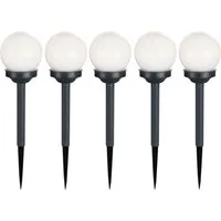 GLOBO LIGHTING LED Gartenleuchte, LED-Leuchtmittel fest verbaut, Warmweiß, 5er Set LED Außen Solar Lampen Kugel Design Erd Spieß Steck