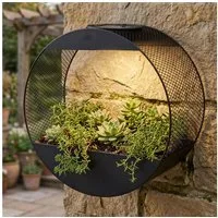 Levandeo® LED Solarleuchte Solar Wandlampe Blumentopf Metall Schwarz - LED Gartenleuchte Industri, warmweiß