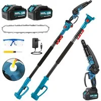 Bundviel Akku-Hochentaster 4-in-1 Bürstenloser Elektro Teleskop Hochentaster Astsäge Gartenschere, bis 235,5 m Arbeitshöhe, mit 2× 4000mAh Akku