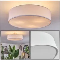 hofstein Deckenleuchte Deckenlampe aus Metall/Stoff/Kunststoff in Nickel-matt/Weiß, Deckenleuchte im modernen Design, Ø 50 cm, E27