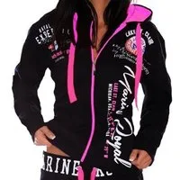 Jaylvis Collegejacke Damen Sweatjacke Sportjacke Joggingjacke mit lässiger Kapuze Marine Royal