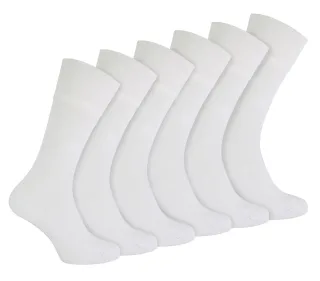 IOMI - 6 Pack Herren Diabetiker Bambus Socken | Extra breite nahtlose lockere nicht elastische Socken - Weiß