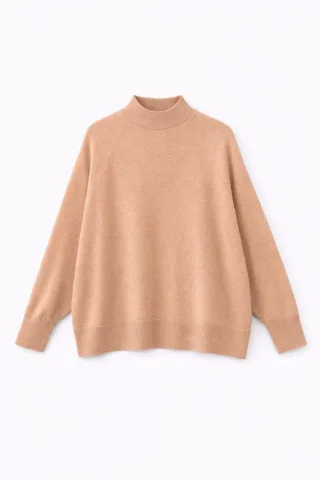 Oversized Rippstrick-Halbrollkragenpullover