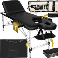 tectake Massageliege 3 Zonen Massagetisch aus Aluminium - Öl- und wasserresistenter Bezug (Set, 1-St., mit Tragetasche), Ergonomische Arm- und Kopfstütze für bequemen Komfort
