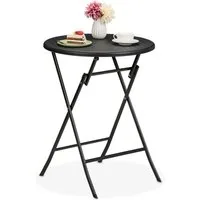 relaxdays Gartentisch Runder Gartentisch in Rattan-Optik (1-St), schwarz