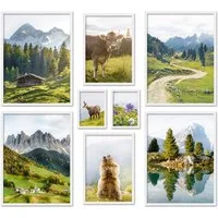ARTFAVES Bilder-Collage Poster Set In den Bergen I mehrteilige Bilderwand I Wandbilder Berge, (Wandbilder modern, 8 St)