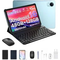 POCKAM P10 10,1 Zoll Android 16 Tablet mit Tastatur, 128GB ROM, 7000mAh, 90Hz Tablet (10.1", 128 GB, Android 16, WIFI, 8 GB, Android 16, 13 MP, Gemini AI, 5G WiFi/Widevine L1/GPS/Face ID)
