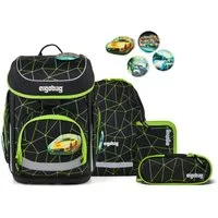 ergobag Schulranzen Schulranzen-Set CUBO CyBär Race 5-teilig, 25/26 (5-teilig), ergonomisch, höhenverstellbar, Your-Size-System, ab 1. Klasse