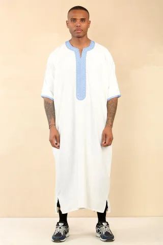 Weiße marokkanische Thobe Djellaba Jubba Robe für Herren Eid