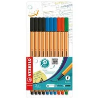 STABILO Fineliner point 88® - Office, (10-tlg), mit wasserbasierter Tinte ohne Metallanteile
